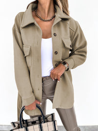 Solid-color Lapel Wool Coat