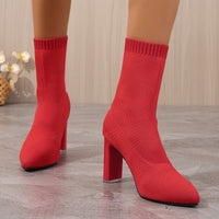 Winter Pointed Toe Chunky Heel Boots