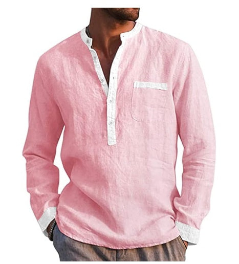 Long Sleeved Henry Cotton Linen Shirts