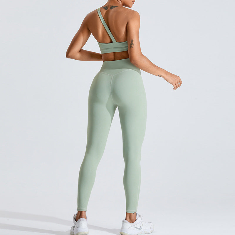 One-Shoulder Yoga Set with High-Waist Leggings