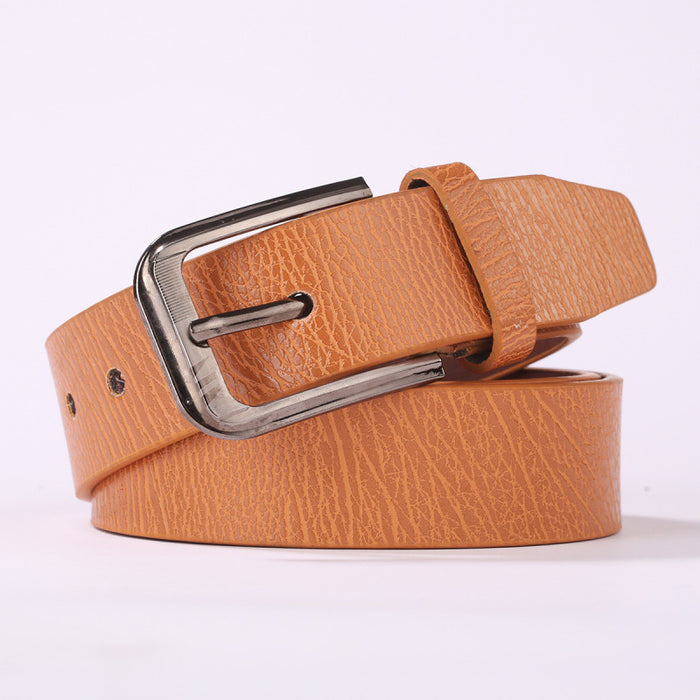Mens Casual Leather Belt With A Pin Buckle For Pants