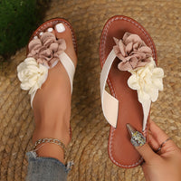 Floral Open-Toe Flat Flip-Flop Sandals