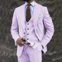 European And American Pink Business Casual Suit Three-piece Suit Men