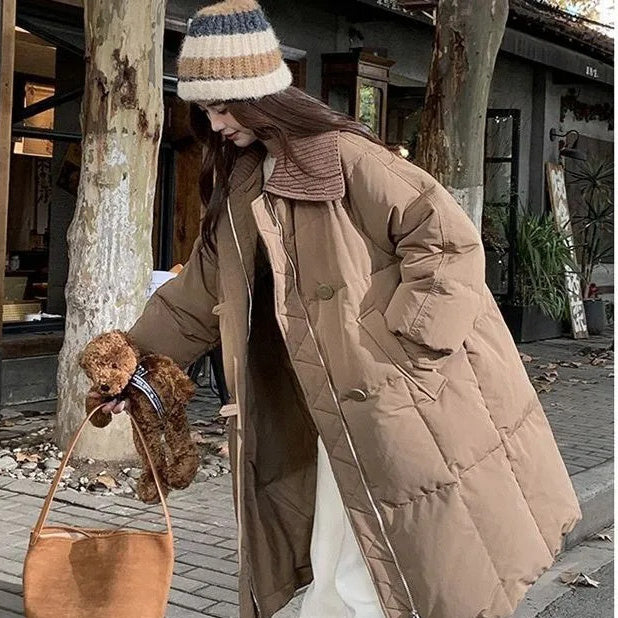 Fashionable Knitted Long Cotton Coat