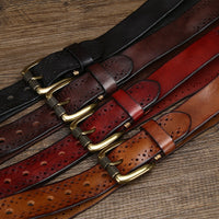 Hollowed-out First-layer Cowhide Pin-buckle Belt