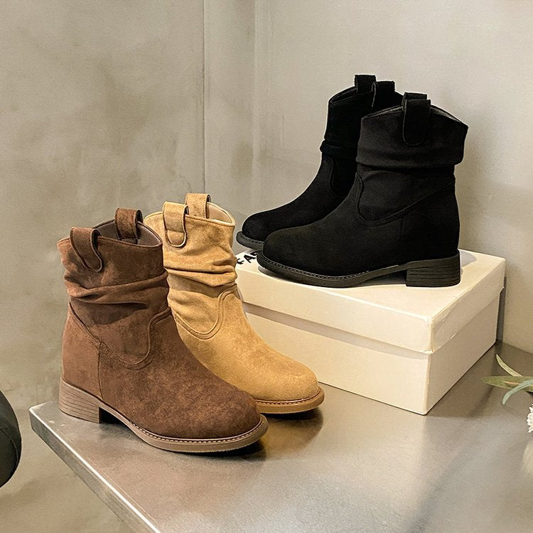 Suede Slimming Chunky-heel Fashion Ankle Boots