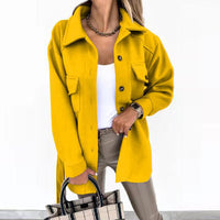 Solid-color Lapel Wool Coat