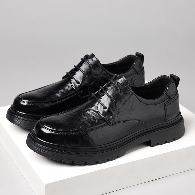 Leisure Chunky-soled Elevating Leather Shoes