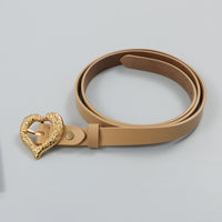 Gold Peach Heart Shape Buckle Leather Belt