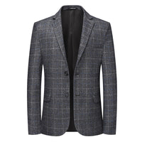 Single-Breasted Plaid Business-Casual Jacket