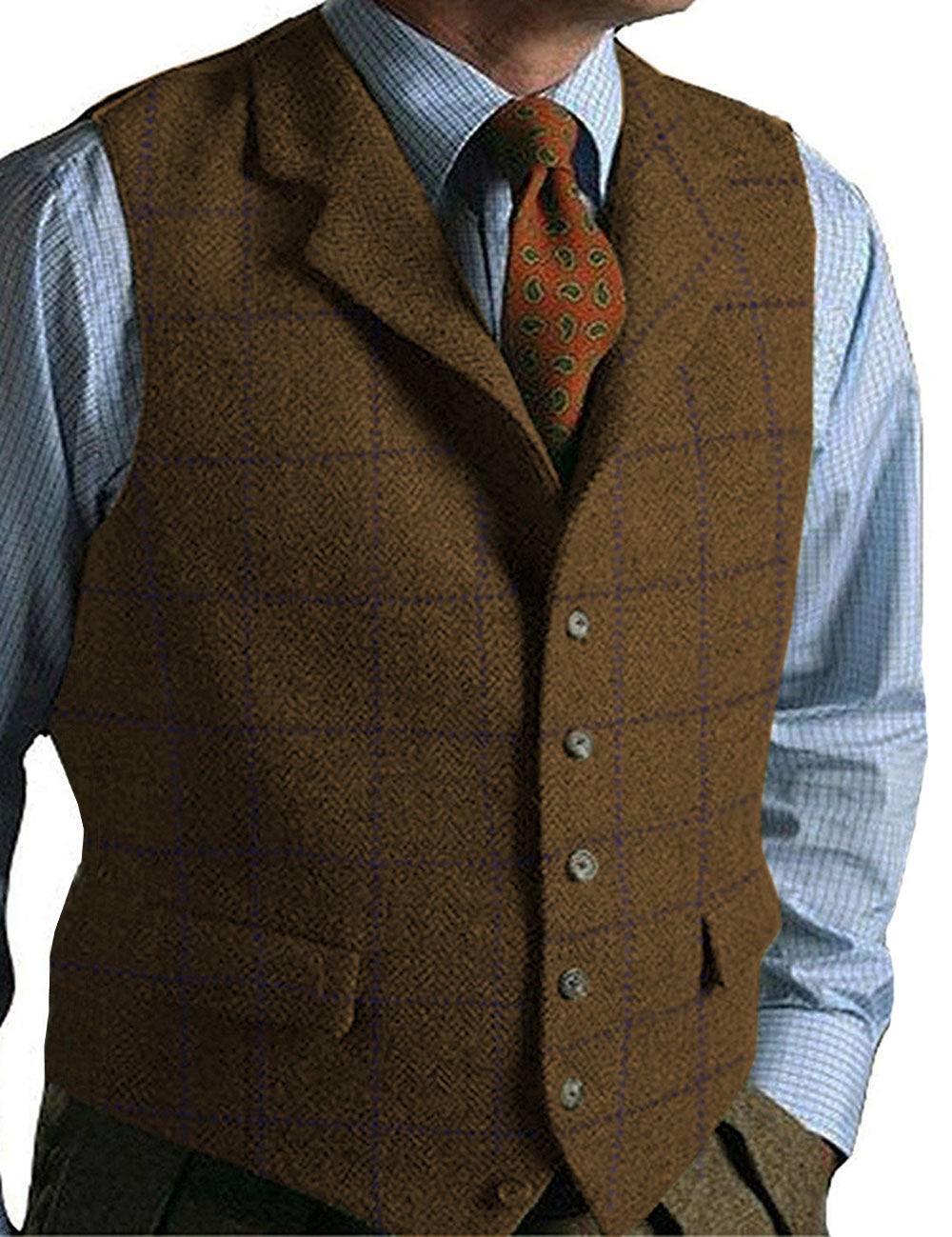 Suits plaid tweed gilet