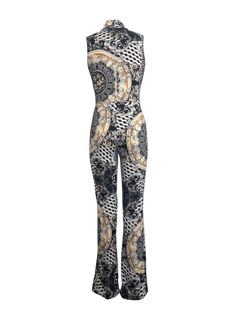 Printed sleeveless jumpsuit