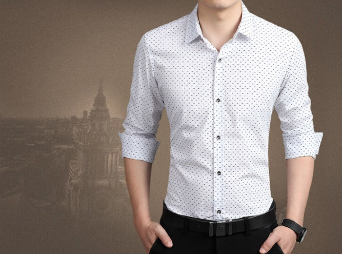 Slim-Fit Polka Dot Dress Shirt