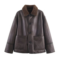 Cozy Casual Double-Sided Leather-and-Fur Coat