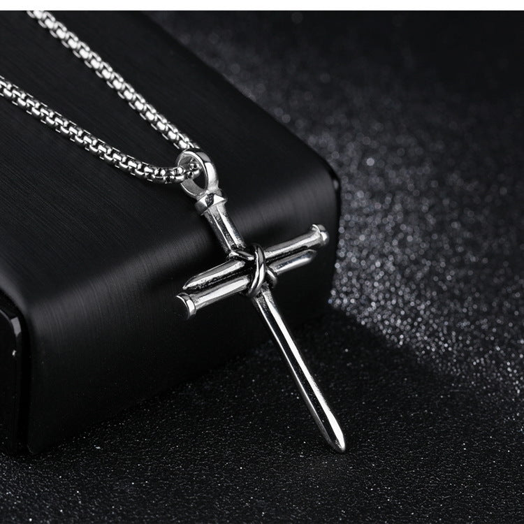 Titanium steel casting steel nails cross pendants necklace jewelry