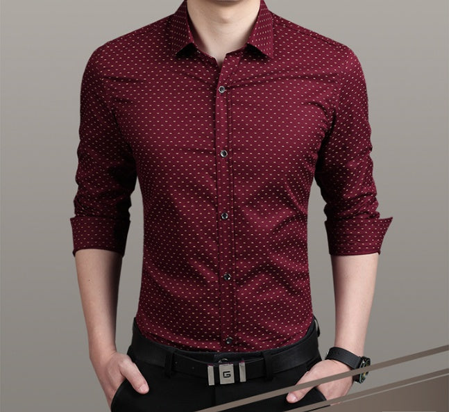 Slim-Fit Polka Dot Dress Shirt