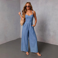 Solid-color Casual Workwear Jumpsuit