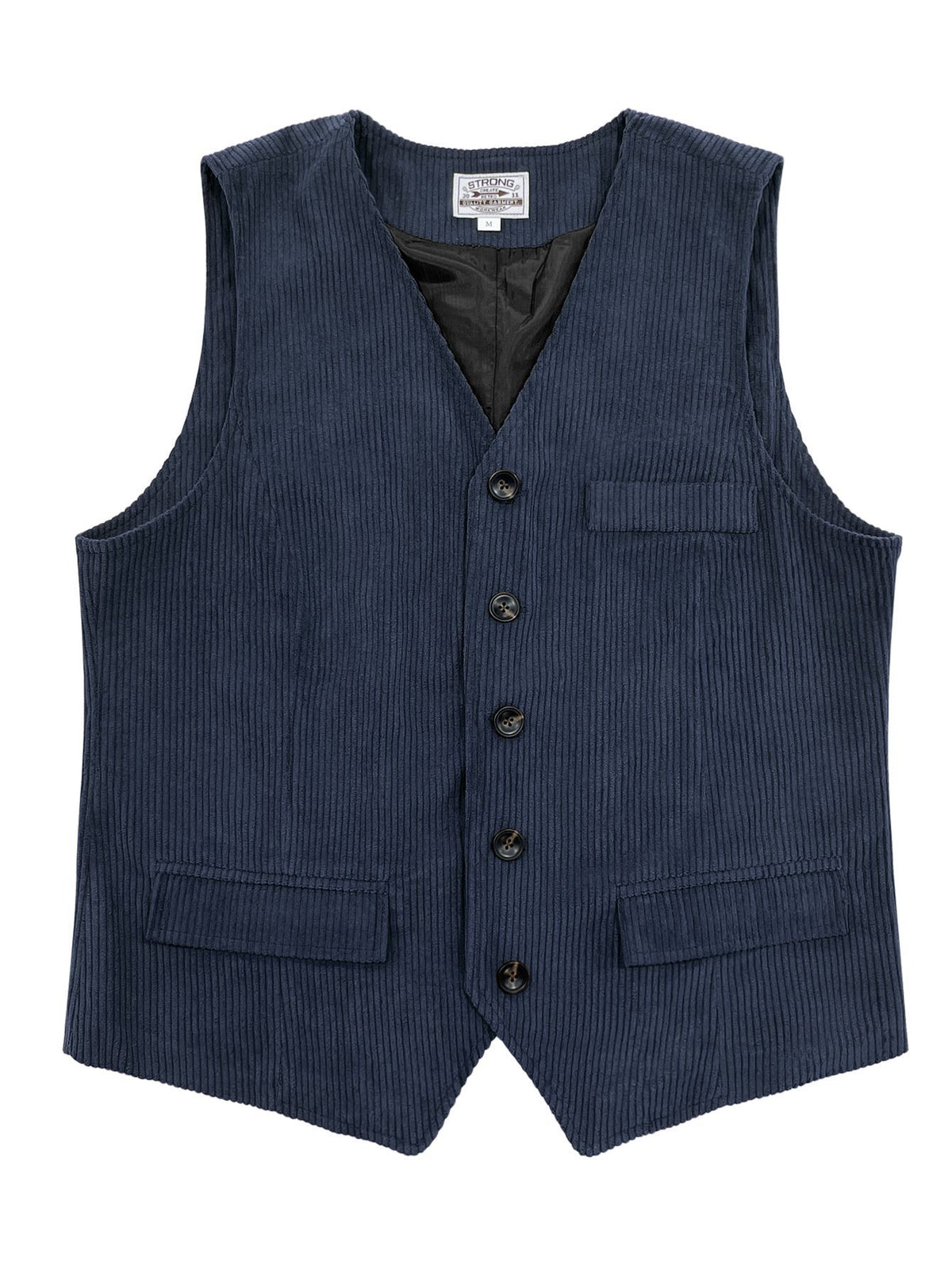 Corduroy Vest With Patchwork Pockets And Outer Jacket