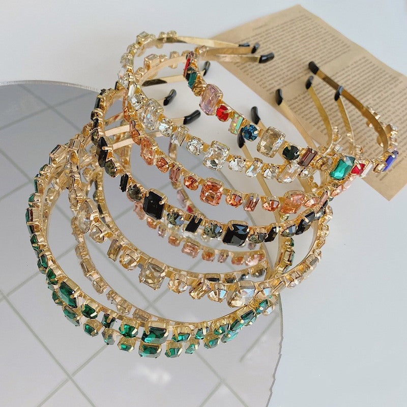 Golden Headband With Diamonds And Diamonds Headband