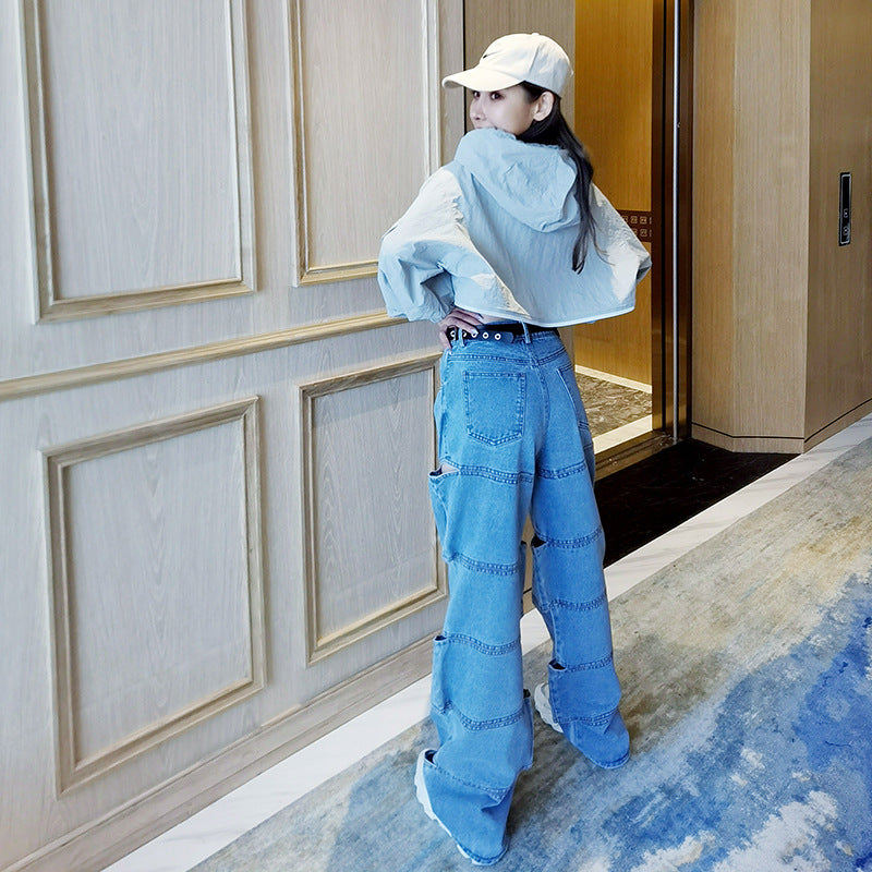 Personality Ripped Straight Jeans