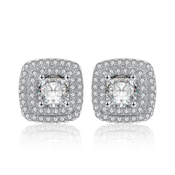 Square Full Diamond Zircon Earrings