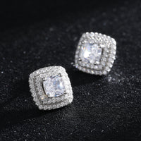 Square Full Diamond Zircon Earrings