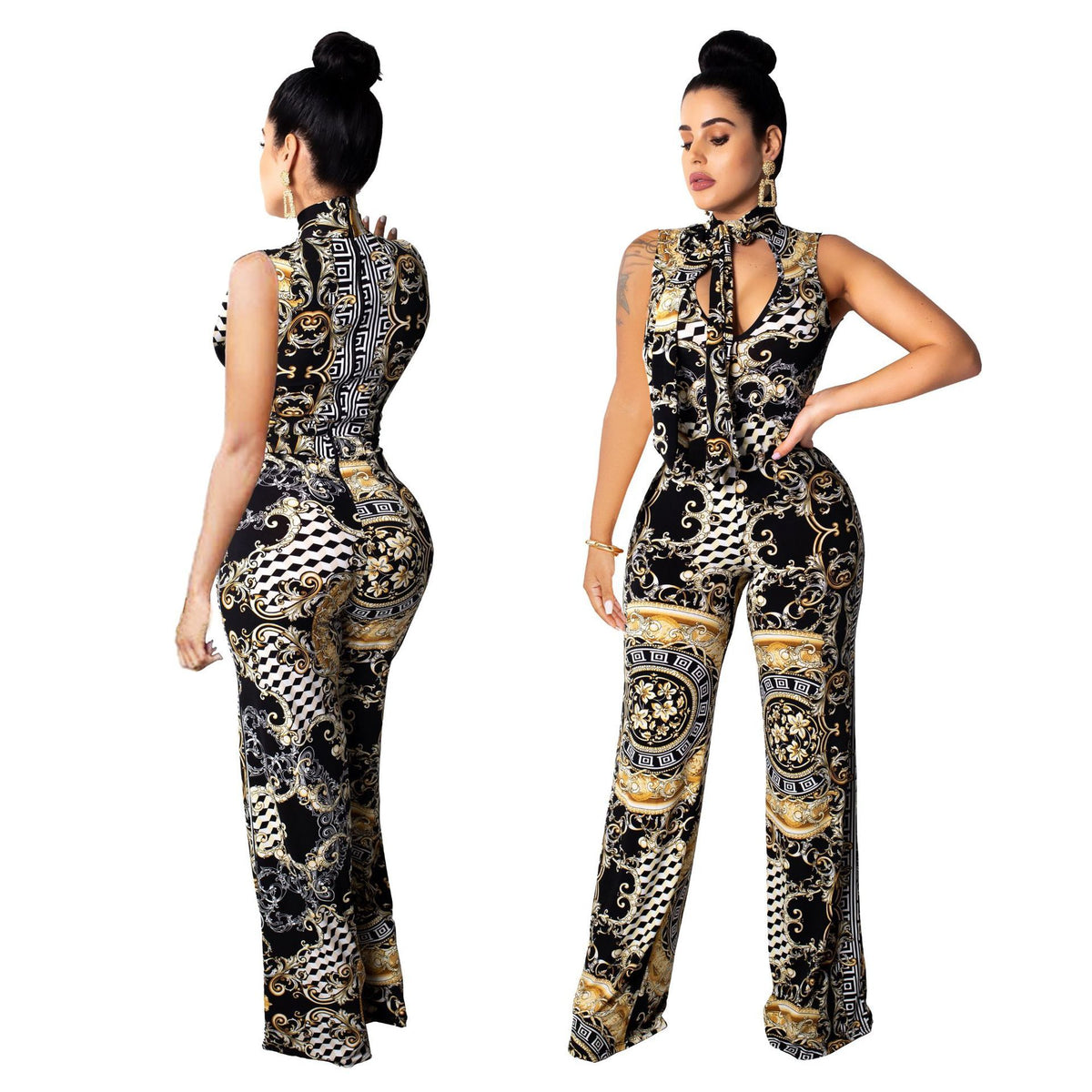 Printed sleeveless jumpsuit