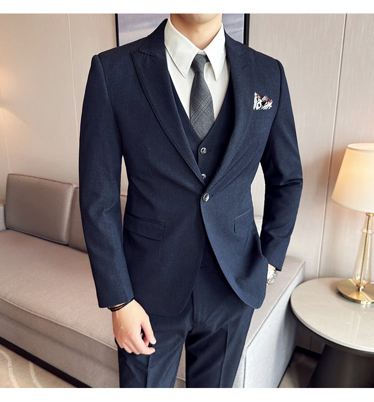 Business Formal Striped Three-piece Suit
