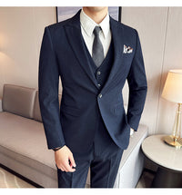 Business Formal Striped Three-piece Suit