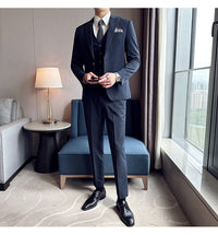 Business Formal Striped Three-piece Suit