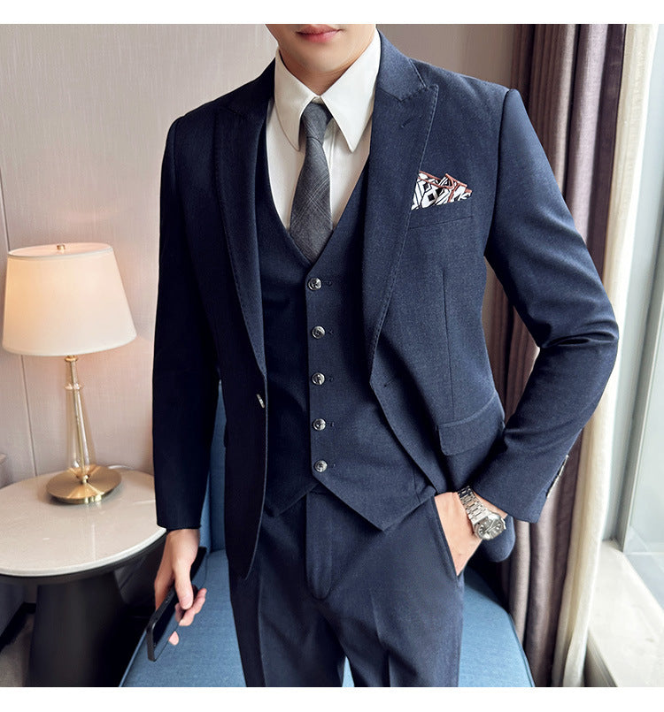 Business Formal Striped Three-piece Suit