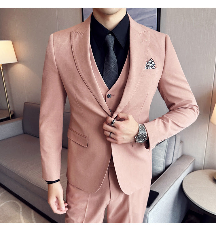 Business Formal Striped Three-piece Suit
