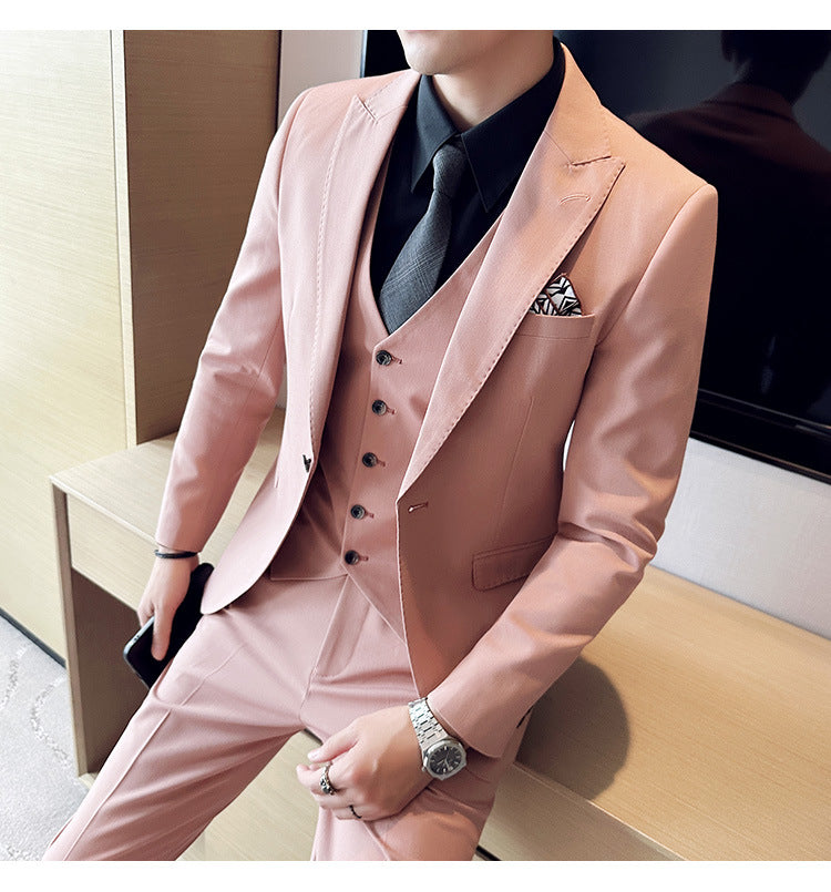 Business Formal Striped Three-piece Suit
