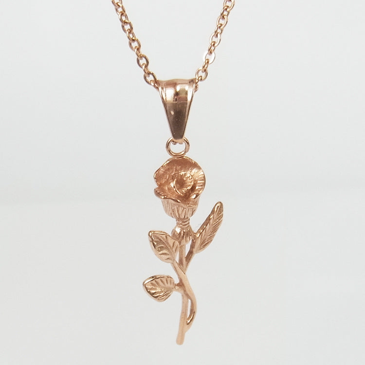 Stainless Steel Gold Roses Necklace
