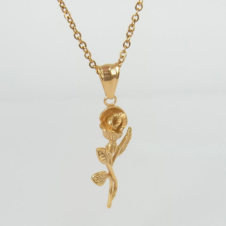 Stainless Steel Gold Roses Necklace