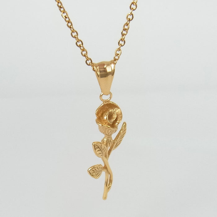 Stainless Steel Gold Roses Necklace