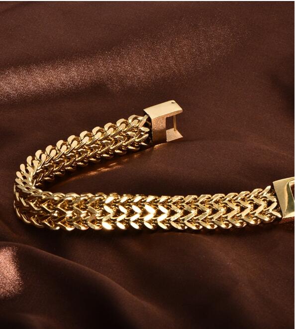 Stainless steel jewelry & gold double-layer bracelet