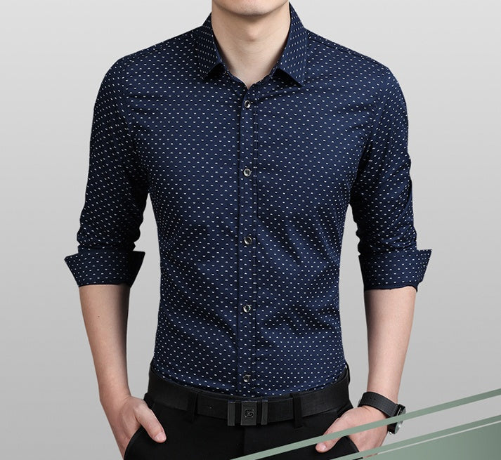 Slim-Fit Polka Dot Dress Shirt