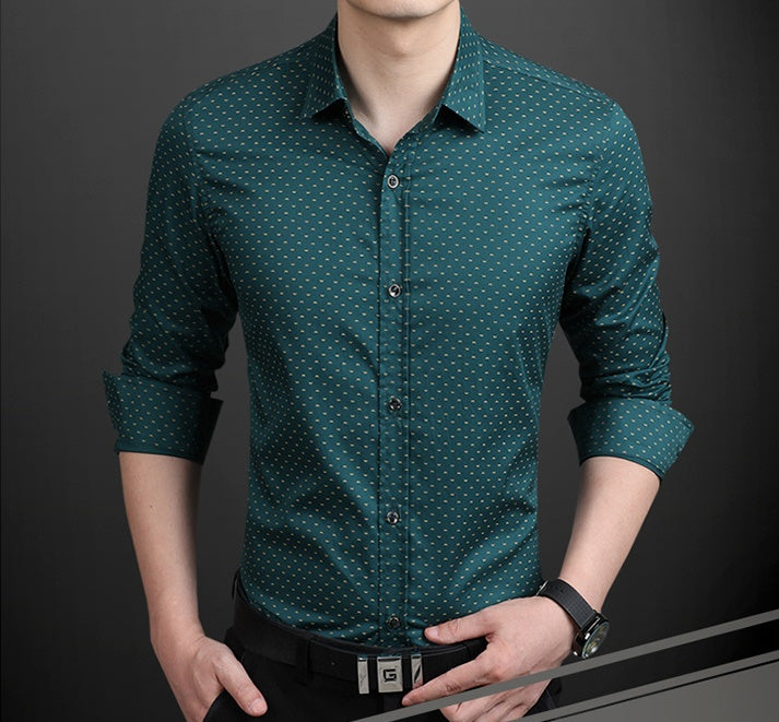 Slim-Fit Polka Dot Dress Shirt