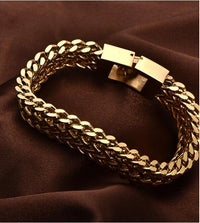 Stainless steel jewelry & gold double-layer bracelet