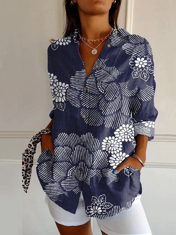 Floral Pattern 3D Printed Long-Sleeve Shirt