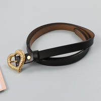 Gold Peach Heart Shape Buckle Leather Belt