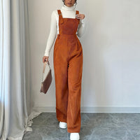 Corduroy Straight-Leg Bib Pants