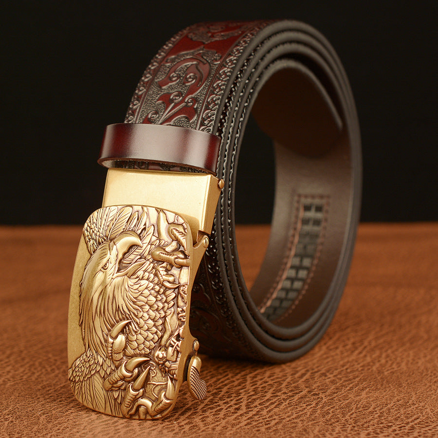 Carved Eagle Automatic Buckle Belt
