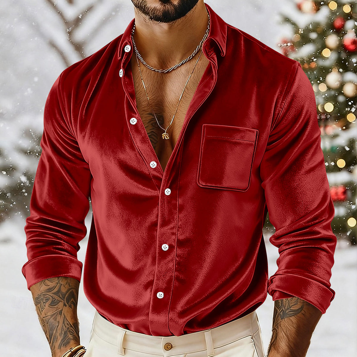 Velvet Button-Up Shirt