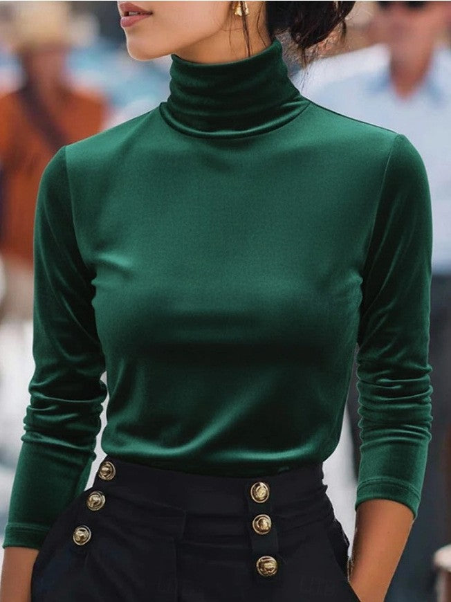 Velvet Turtleneck Base Layer Top