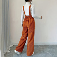 Corduroy Straight-Leg Bib Pants