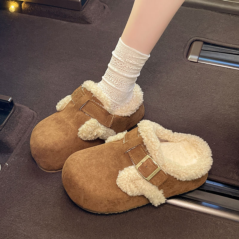 Baotou Semi-drag Fleece Lazy Cotton Slippers