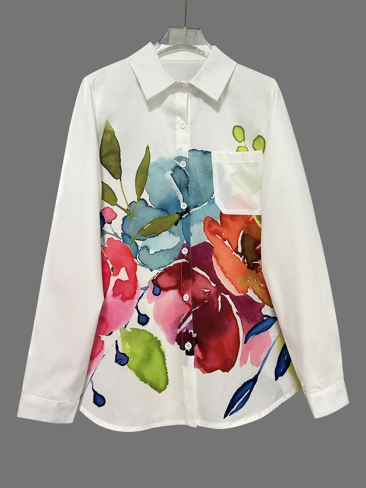 Ink-Wash Floral Print Shirt
