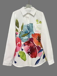 Ink-Wash Floral Print Shirt